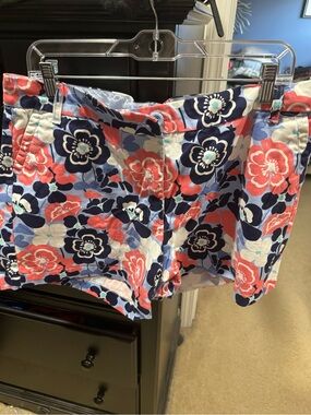 crown & ivy Coral and Navy Floral Cotton Shorts